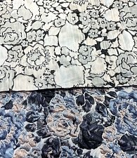 Жаккард голубой цветок